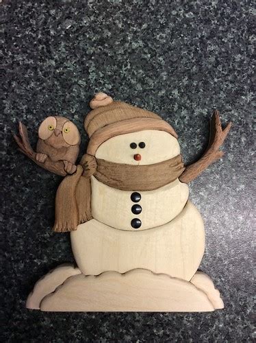 Wooden Snowman Decoration Handmade Wooden Intarsia Snowman Flickr