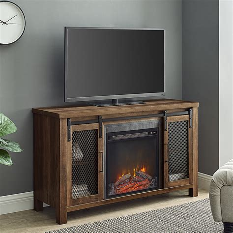 Walker Edison Rustic Fireplace Tv Stand For Most Flat Panel Tvs Up To