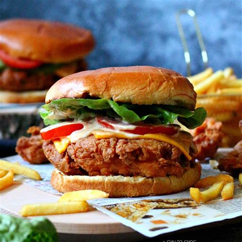 KFC-Style Crispy Chicken Burger (Zinger Burger) - Chili to Choc
