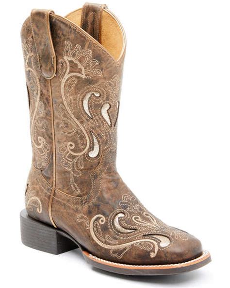 Rank 45 Womens Melody Western Boots Broad Square Toe Tan