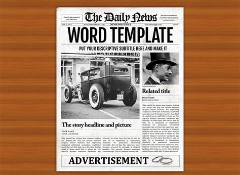Old Fashioned Newspaper Template Free Free Templates Printable