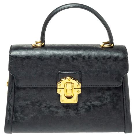 Dolce And Gabbana Black Leather Rosaria Box Top Handle Bag At 1stdibs