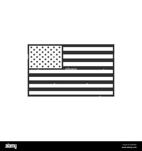 United States Flag Icon In Black Outline Flat Design Independence Day