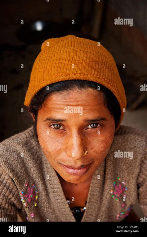 Kumaoni Woman In Front Of His House At Kot Kendri Village Kumaon Hills Uttarakhand India