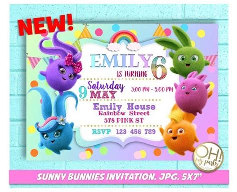 Sunny Bunnies Invitation Sunny Bunnies Party Sunny Bunnies Birthday Party Sunny Bunnies In