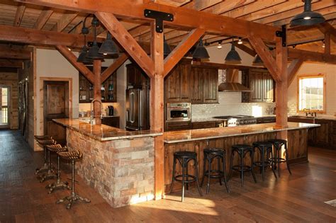 They have a design that is very different from the usual floor, and uses a very attractive color combination. Open floor plan | Rustic house, Pole barn homes, Barn house