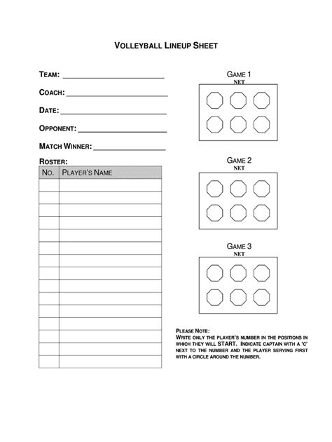 Volleyball Lineup Sheet Regonlinecom 2020 2021 Fill