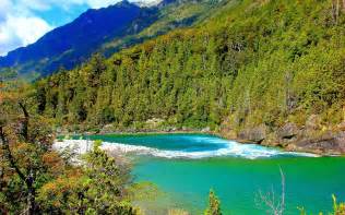 Nature Landscape Chile Forest River Clouds Green Water Trees