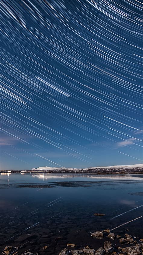 Stars Trails And Aurora Borealis Over Þingvellir