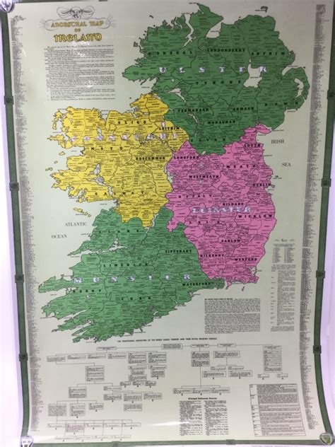 Lot Laminated 1993 Ancestral Map Of Ireland