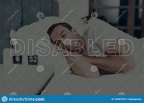 Disabled Man Sleeping On Bed Near Alarm Clock Stock Photo Image Of