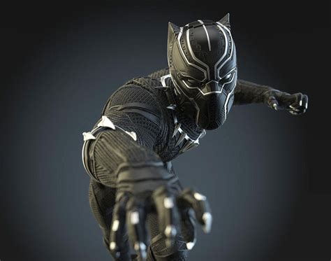 Black Panther Statue Civil War By Rafael Mustaine Black Panther