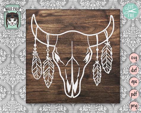 Cow Skull With Feathers Svg Cut File So Fontsy