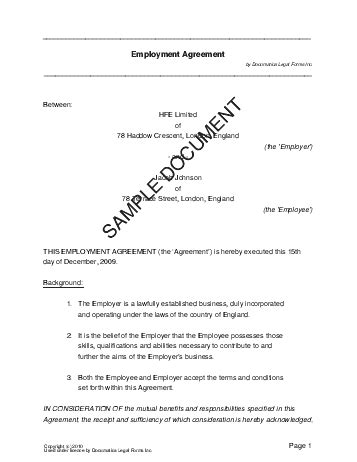 employment agreement united kingdom legal templates