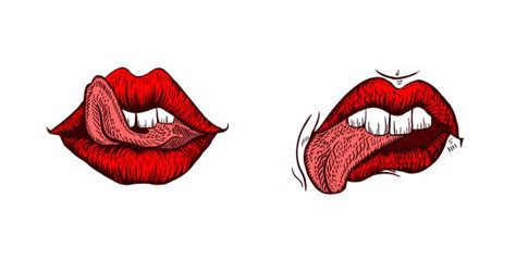 Sensuality Human Lips Human Tongue Licking Illustrations Royalty Free