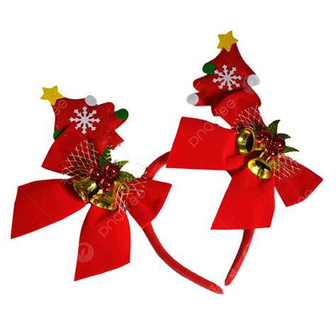 Christmas Exquisite Red Bow Headband, Christmas, Fine, Red PNG gambar png