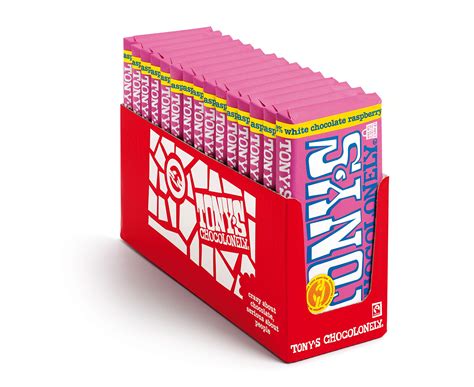 Buy Tonys Chocolonely 28 White Chocolate Bar With Raspberry And Popping Candy 635 Ounce 15