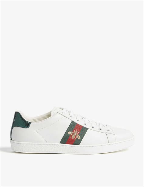Gucci New Ace Low Bee Leather Trainers Gucci Womens Sneakers