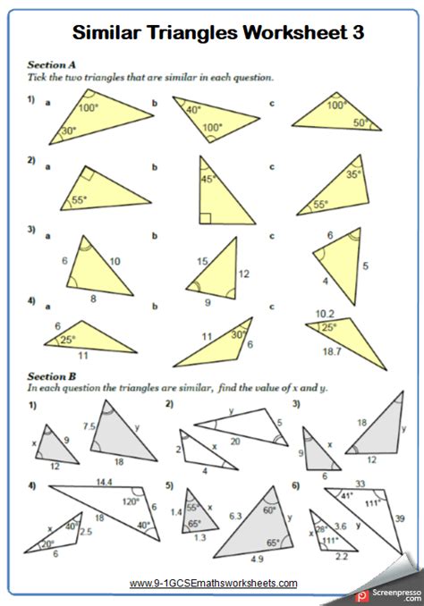 Worksheet given in this section will be much useful for the students who would like to practice problems on congruent triangles. Congruence and Similarity Worksheets - Cazoomy