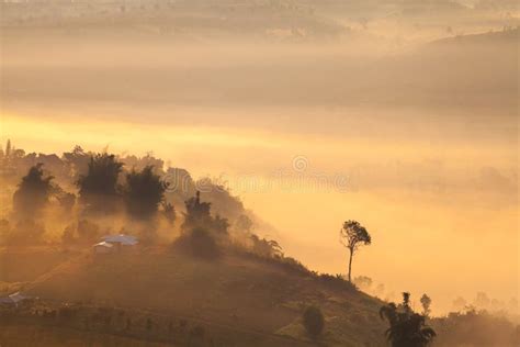 Misty Morning Sunrise In Mountain At Khao Kho Phetchabunthailand Stock