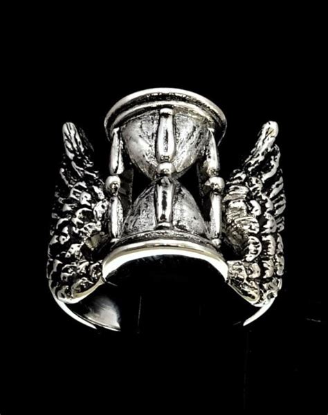 Sterling Silver Ring Winged Hourglass Masonic Symbol Eternal Etsy