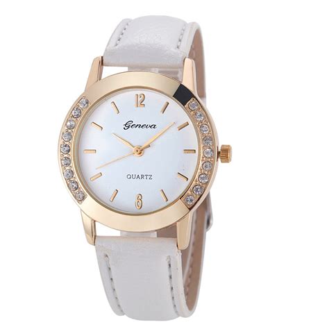 Geneva Fashion Women Diamond Analog Leather Quartz Analog Wrist Watches Bracelet Watches 2019