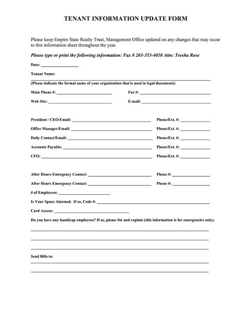 Tenant Update Form Fill Out And Sign Online Dochub