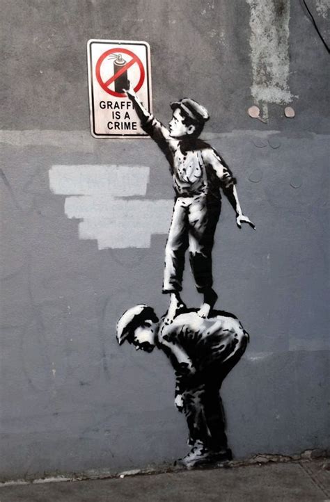 As his crew fled from. Banksy - "Graffiti ist ein Verbrechen-24" x36 ...