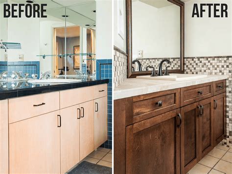 Use a level to check the vanity both horizontally and vertically, and place shims to correct an unevenness. Update Your Bathroom Vanity with New Cabinet Doors - The ...
