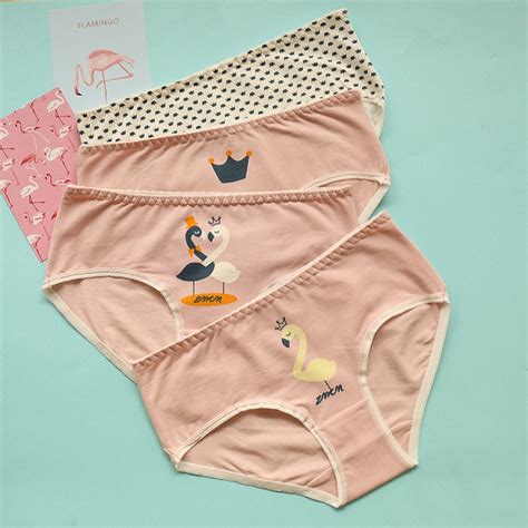 Hui Guan Flamingo Patterned Cotton Panties Sex Cheap Women Underwear