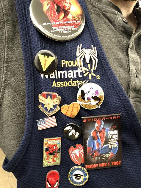 Figured Id Share All The Pins On My Vest At Work Rspiderman