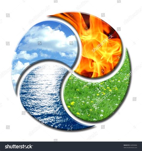 Premium Composition Of The Four Natural Elements Water Air Fire And