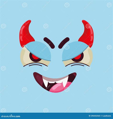 Isolated Cute Evil Happy Facial Expression Vector Stock Illustration