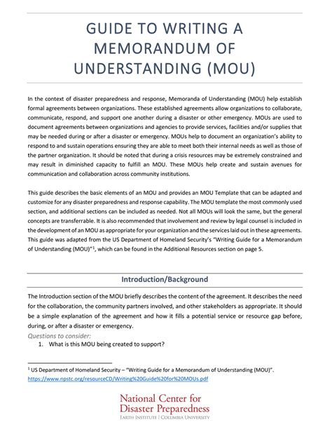 Guide To Writing A Memorandum Of Understanding Mou
