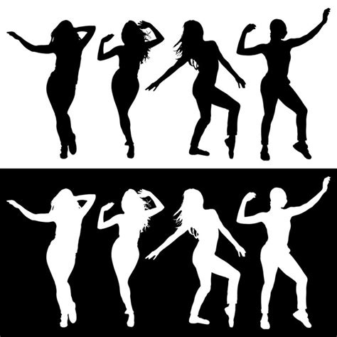 Premium Vector Silhouettes Of Dancing Girls Vector Illustration
