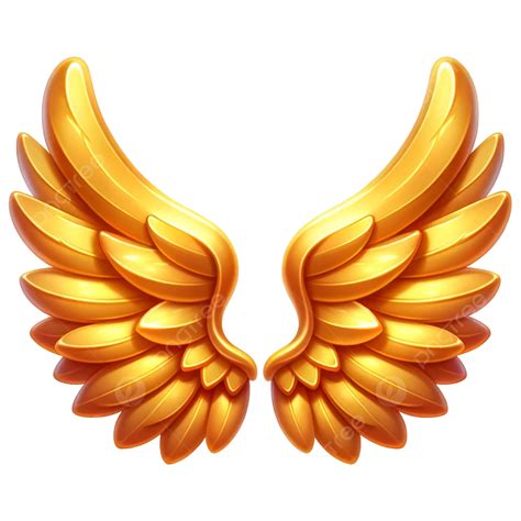 Wings Golden Cartoon Three Dimensional Wing Decorate Angel Wings Png