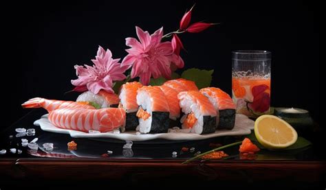 Premium Ai Image Sushi And Sashimi Set
