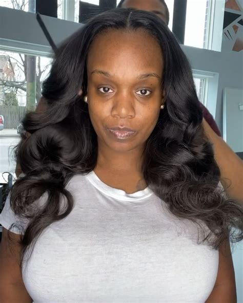 Middle Part Sew In With Curls Video Sew In Curls Layered Haircuts