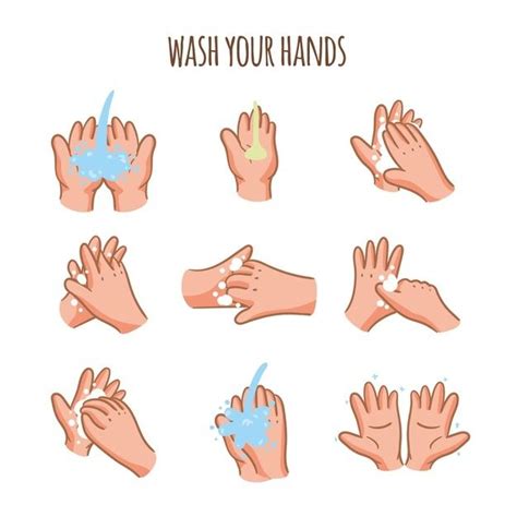 Lávate las manos con varios gestos vecto Free Vector Freepik