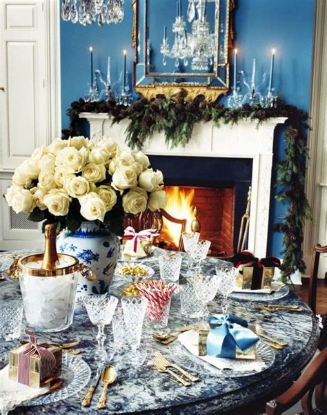 christmas holiday decor blue christmas beautiful table settings