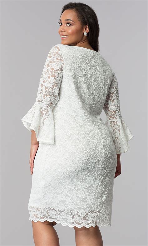 Knee Length White Plus Size Lace Party Dress White Lace Dress Short