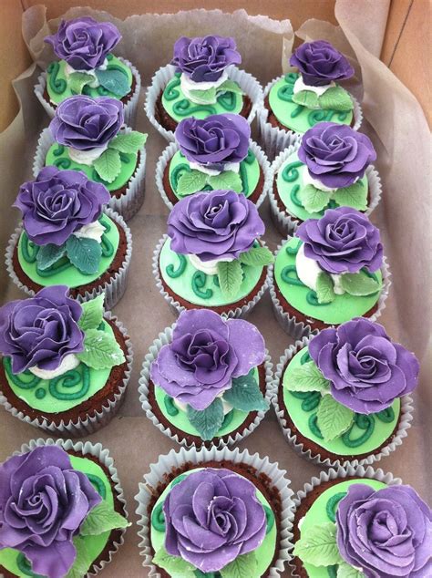 Wedding Purple Rose Cupcakes