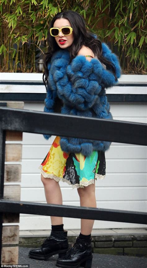 Charli Xcx Makes Itv Appearance In Multi Coloured Dress And Blue Fur Jacket Daily Mail Online