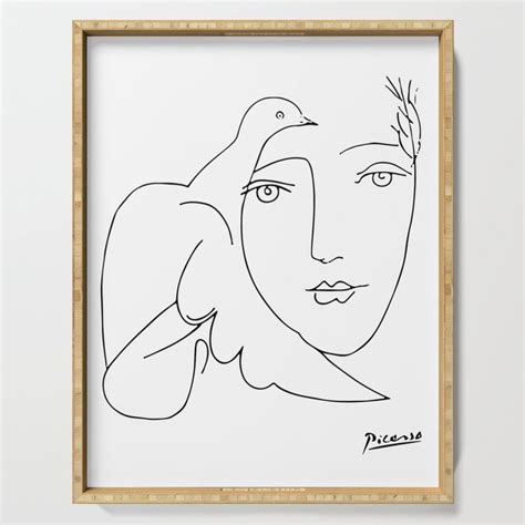 Pablo Picasso Peace Dove And Face T Shirt Sketch Artwork Serving