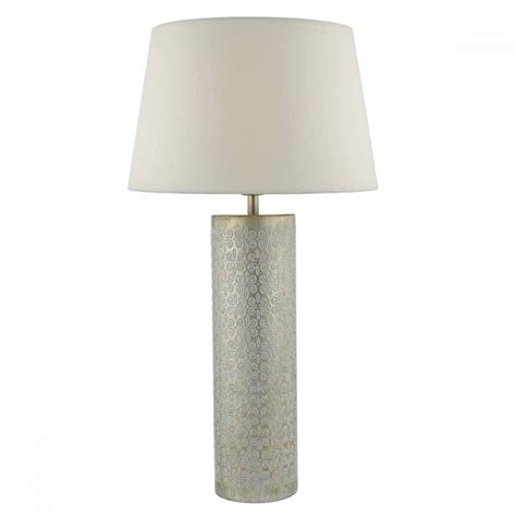 Fadana Brushed Gold Ceramic Table Lamp Base With Emboss Pattern Table