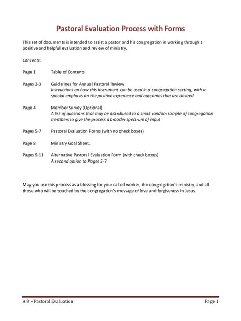 Fillable Online Pastoral Evaluation Form Native Methodistspastoral