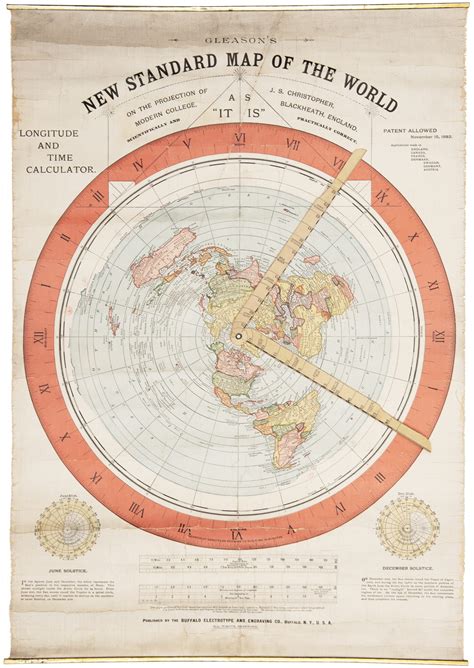 Extraordinarily Rare 1892 Flat Earth Map By Alexander Gleason Rare
