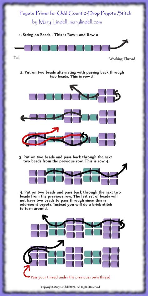 How To Bead Weave Odd Count 2 Drop Peyote Stitch Graphical Tutorial By