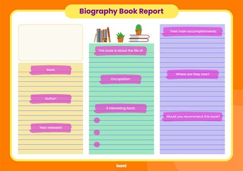 Biography Book Report Template For Teachers Perfect For Grades 4th
