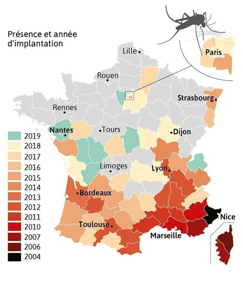 Carte De Présence Moustique Tigre France Cote Azur Marseille Nice